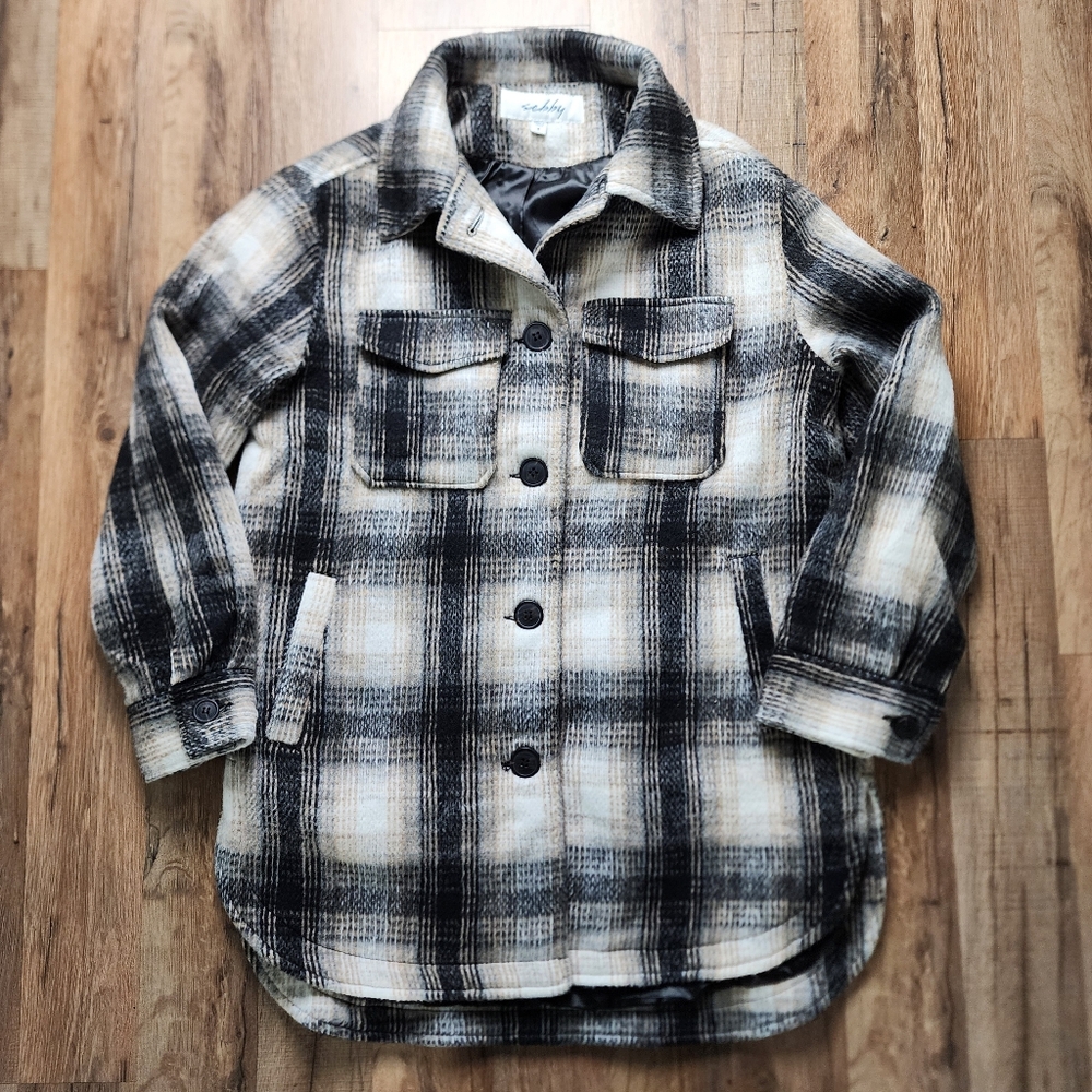 Women's Sebby Plaid Wool Shacket Fully Lined Size Small